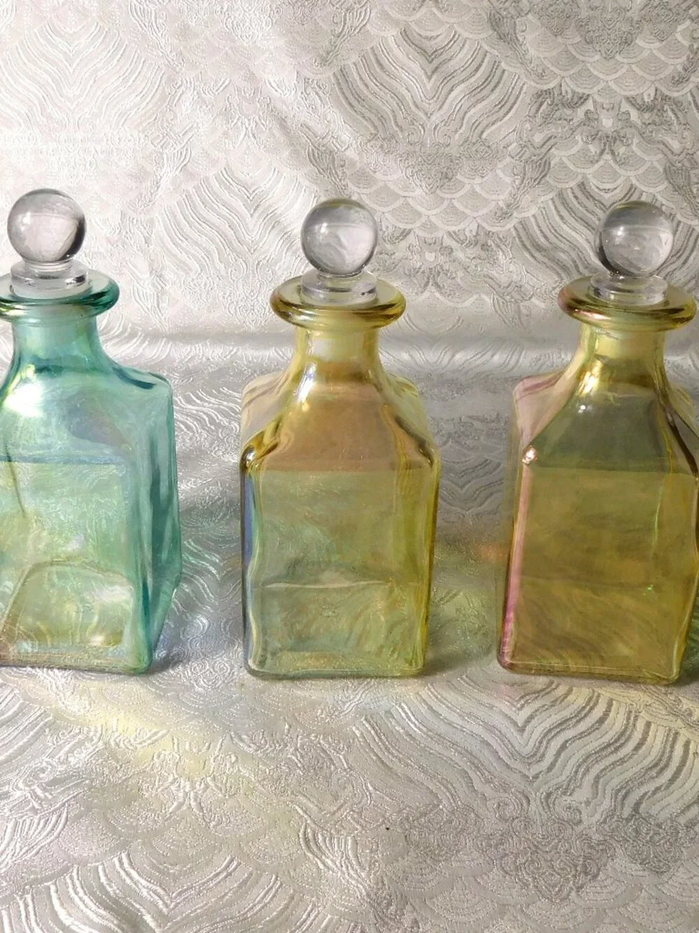Lot of Three Glass Bottles with Stoppers # 25864